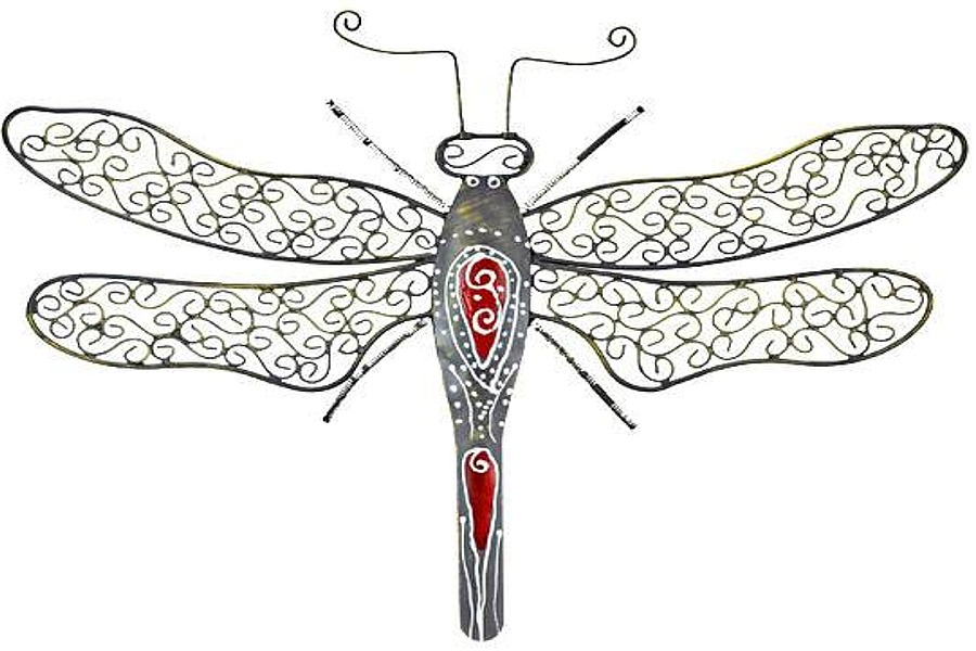 Metal Dragonfly Wall Hanging - 18" Wide x 14" Long