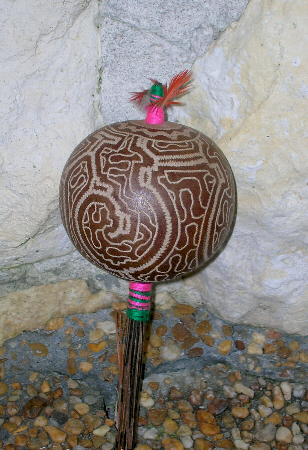 Shipibo Conibo Large Gourd Seed Rattle #B- SOLD