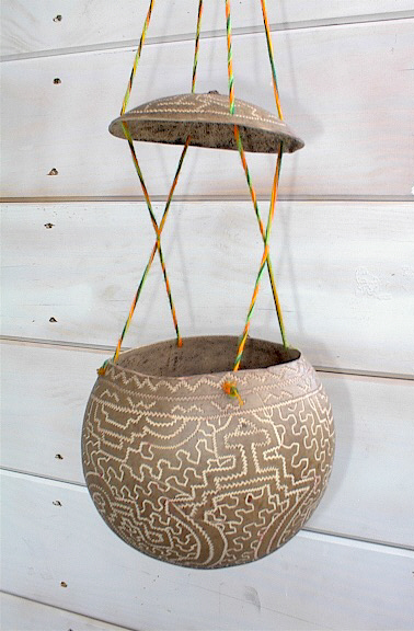 Carved Shipibo Conibo Hanging Gourd- Sold