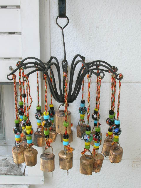 Indian Iron Wind Chime W/Beads