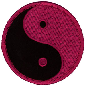 Patch: Yin Yang, black & berry, 3 inch #RV