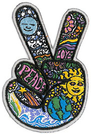Patch: Peace Fingers with Sun & Moon, 3.5 inch #RV