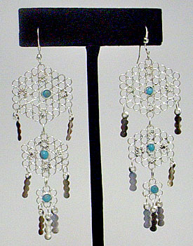 2 Pair- Earrings With Beads and White Metal- RNG82 Sold Out