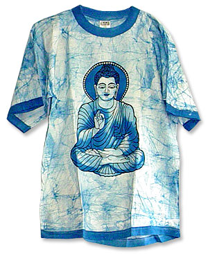 Buddha Cotton Tie Dye Blue Large T-shirt- TS27BL #OI