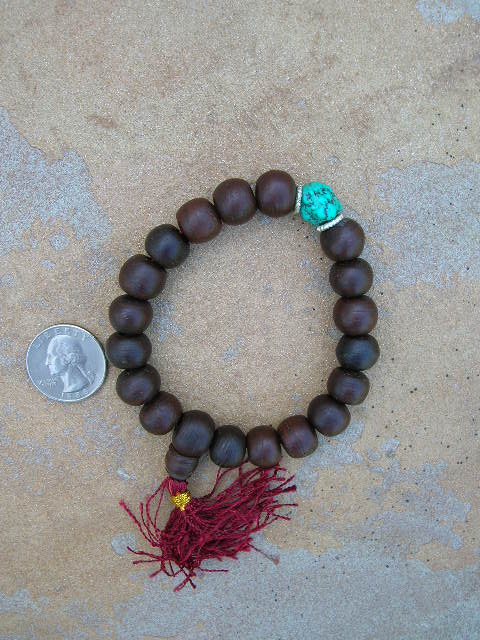 Tibetan Red Sandal Stretch Bracelet #3- SOLD